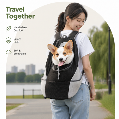 Ortekor Hands-Free & Safety Lock Oxford Mesh Dog Carrier Backpack (Machine-Washable)