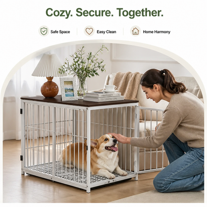 Ortekor Heavy-Duty 3-Door Furniture Dog Crate (Removable Sliding Tray)
