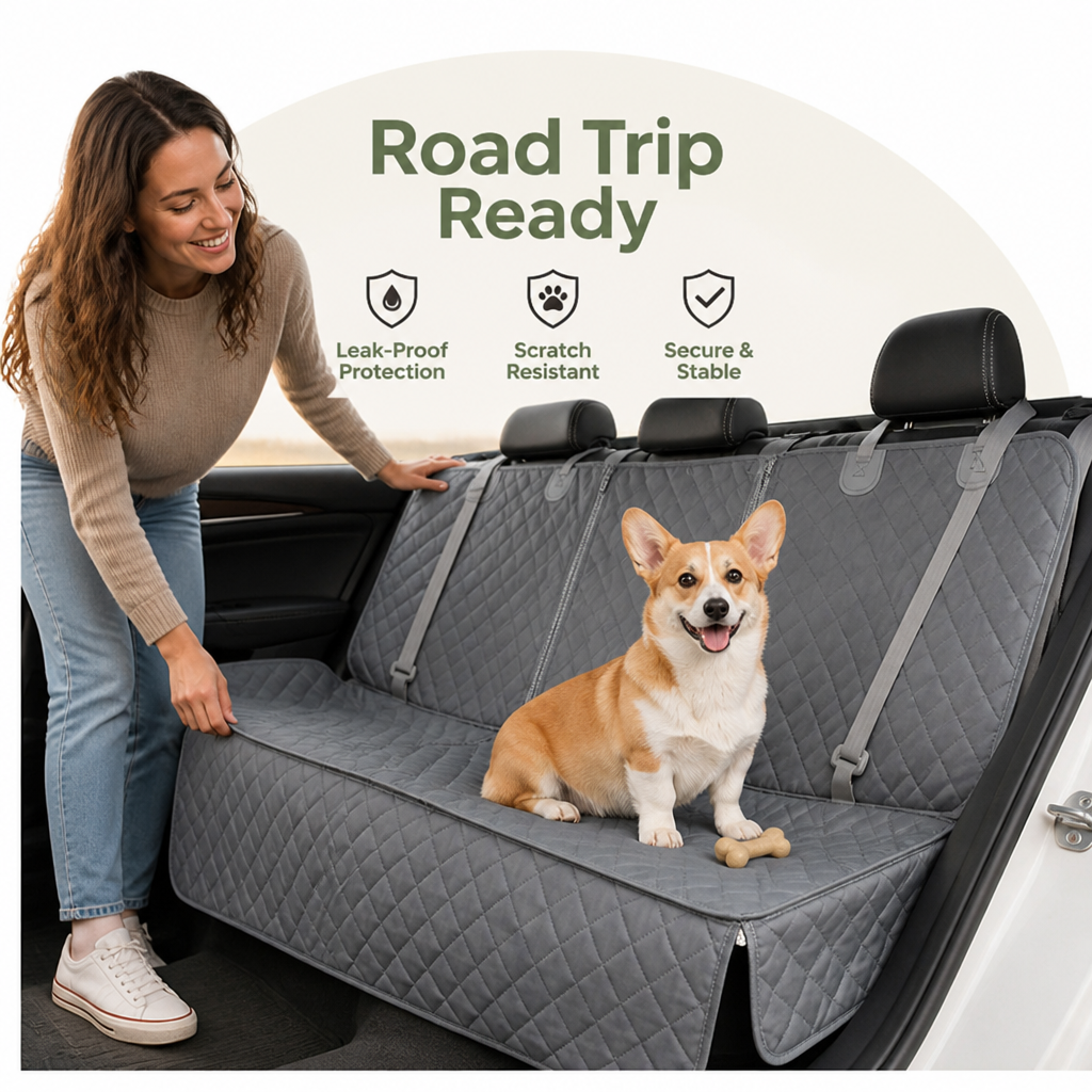Ortekor Heavy-Duty 600D Oxford Waterproof & Non-Slip Back Seat Cover (Zippered Seat Access)