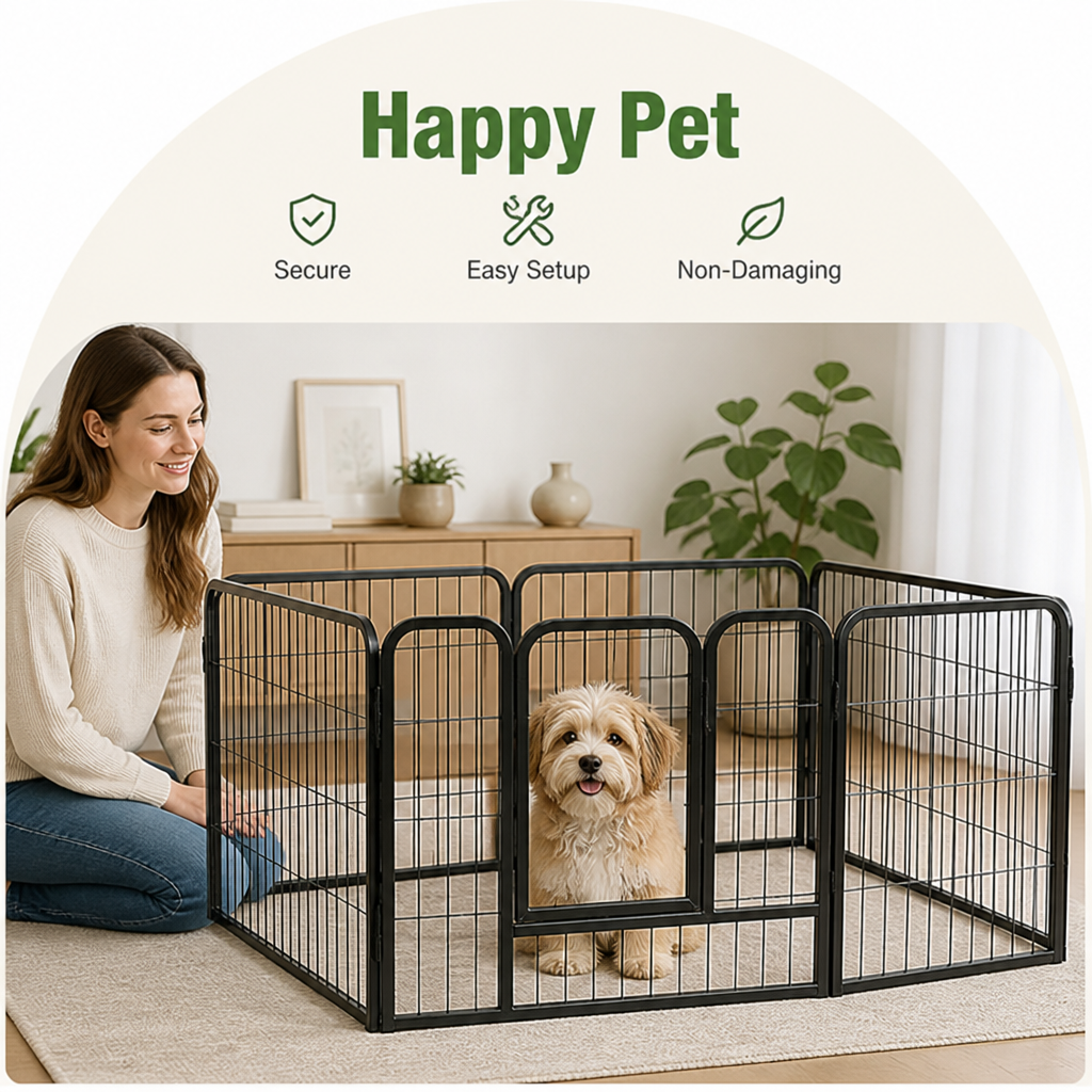 Ortekor Heavy-Duty Foldable Wood & Steel Pet Playpen
