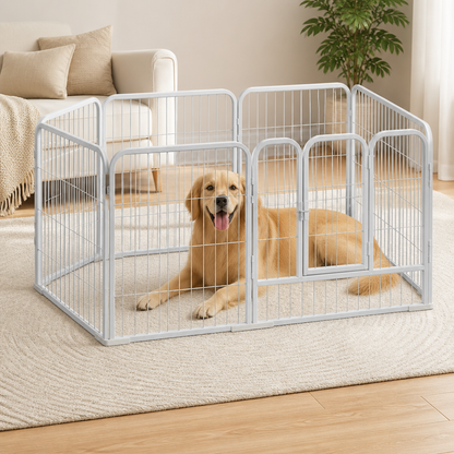 Ortekor Heavy-Duty Foldable Wood & Steel Pet Playpen
