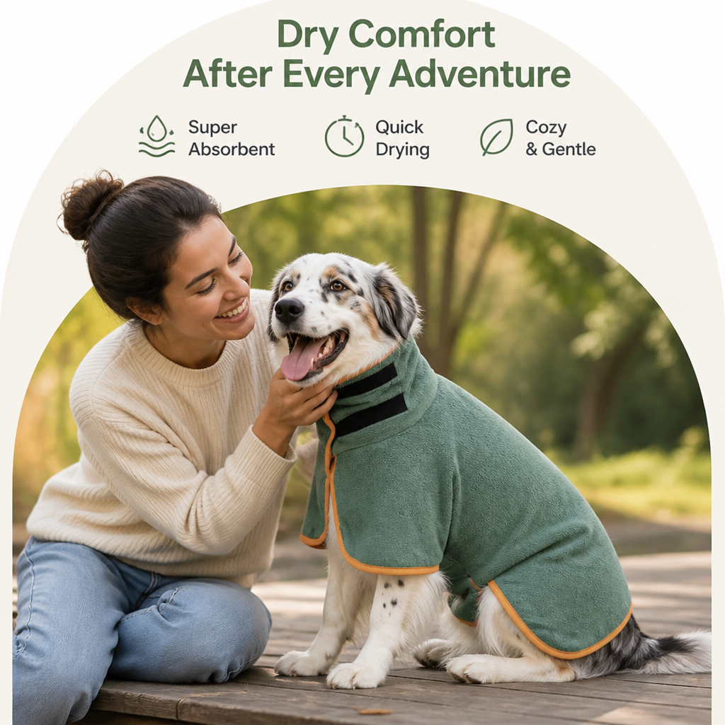 Ortekor Highly Absorbent & Quick-Dry Hooded Dog Towel (Bathrobe Style)