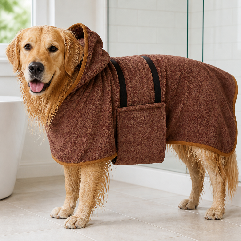 Ortekor Highly Absorbent & Quick-Dry Hooded Dog Towel (Bathrobe Style)