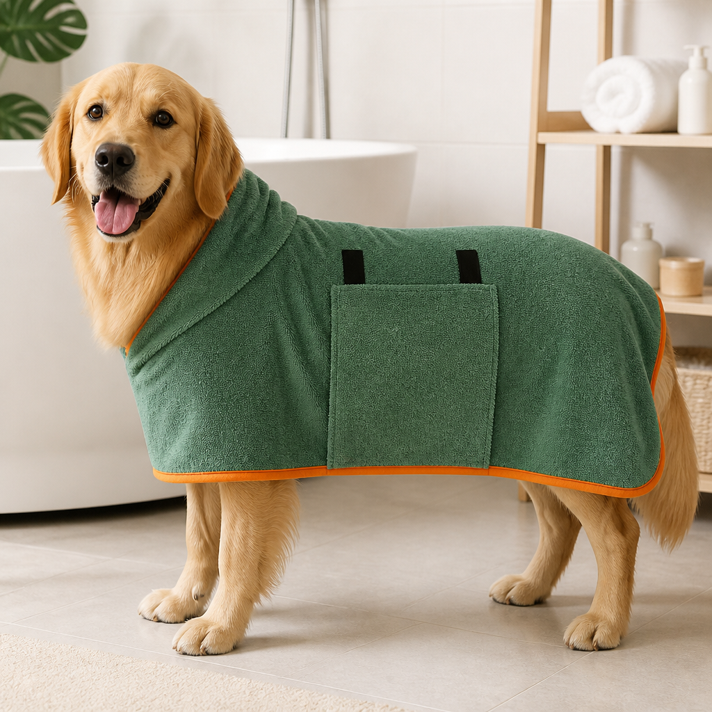 Ortekor Highly Absorbent & Quick-Dry Hooded Dog Towel (Bathrobe Style)