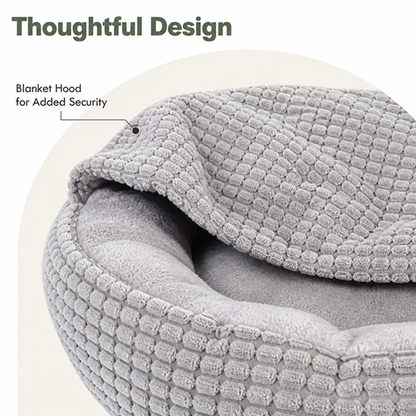 Ortekor Hooded Plush & Non-Slip Cave Bed (Machine Washable)