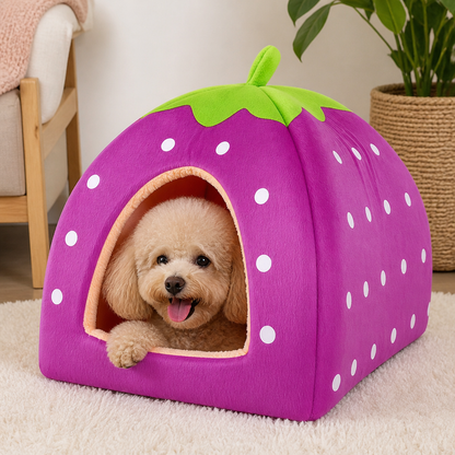 Ortekor Hooded Plush Pet Cave Bed (Removable Cushion)