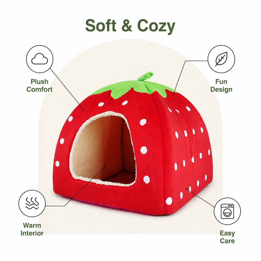 Ortekor Hooded Plush Pet Cave Bed (Removable Cushion)