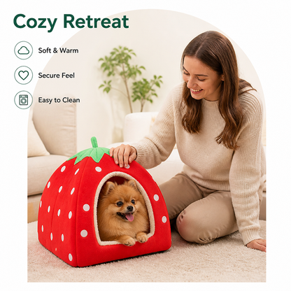 Ortekor Hooded Plush Pet Cave Bed (Removable Cushion)