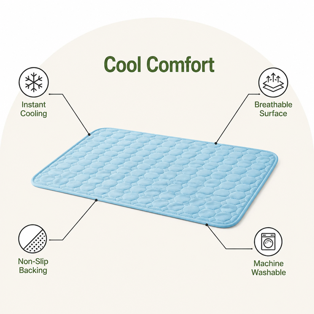 Ortekor Instant Cooling Ice Silk Quilted Pet Mat