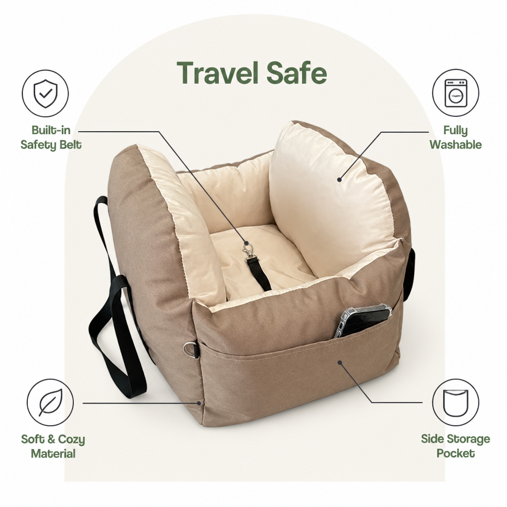 Ortekor Integrated Safety Belt & Washable Pet Car Seat (Universal)