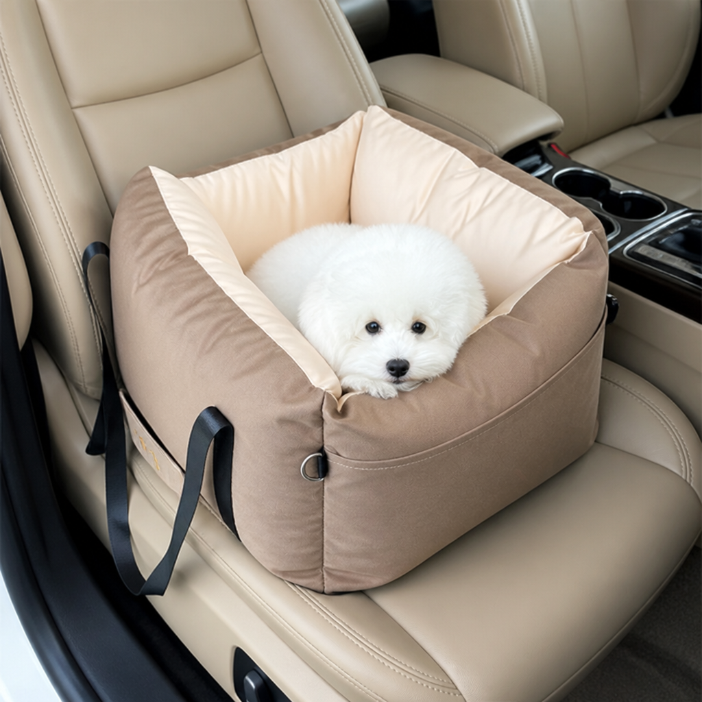 Ortekor Integrated Safety Belt & Washable Plush Dog Car Seat (Small Dogs)