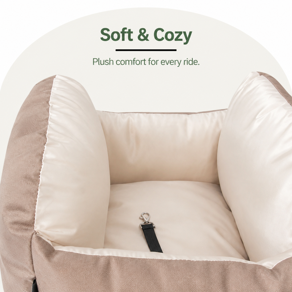 Ortekor Integrated Safety Belt & Washable Plush Dog Car Seat (Small Dogs)