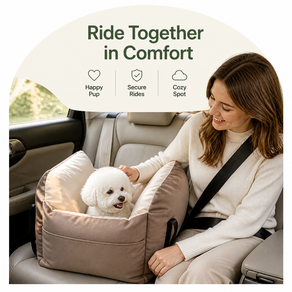 Ortekor Integrated Safety Belt & Washable Plush Dog Car Seat (Small Dogs)