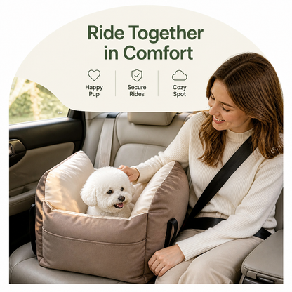 Ortekor Integrated Safety Belt & Washable Plush Dog Car Seat (Small Dogs)