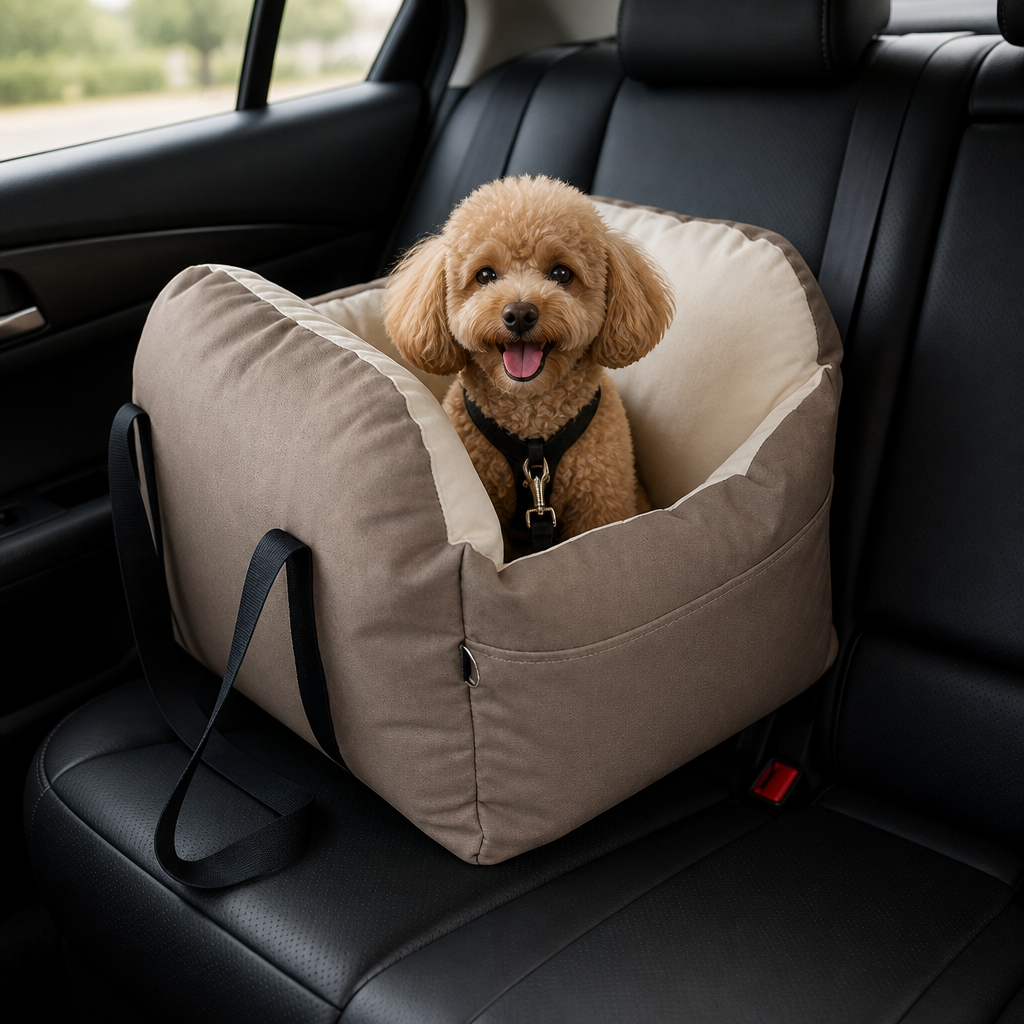 Ortekor Integrated Safety Belt & Washable Plush Dog Car Seat (Small Dogs)
