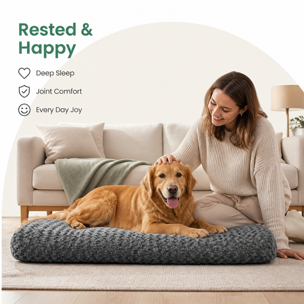 Ortekor Joint Support Plush Rose & Non-Slip Dog Bed (Washable)