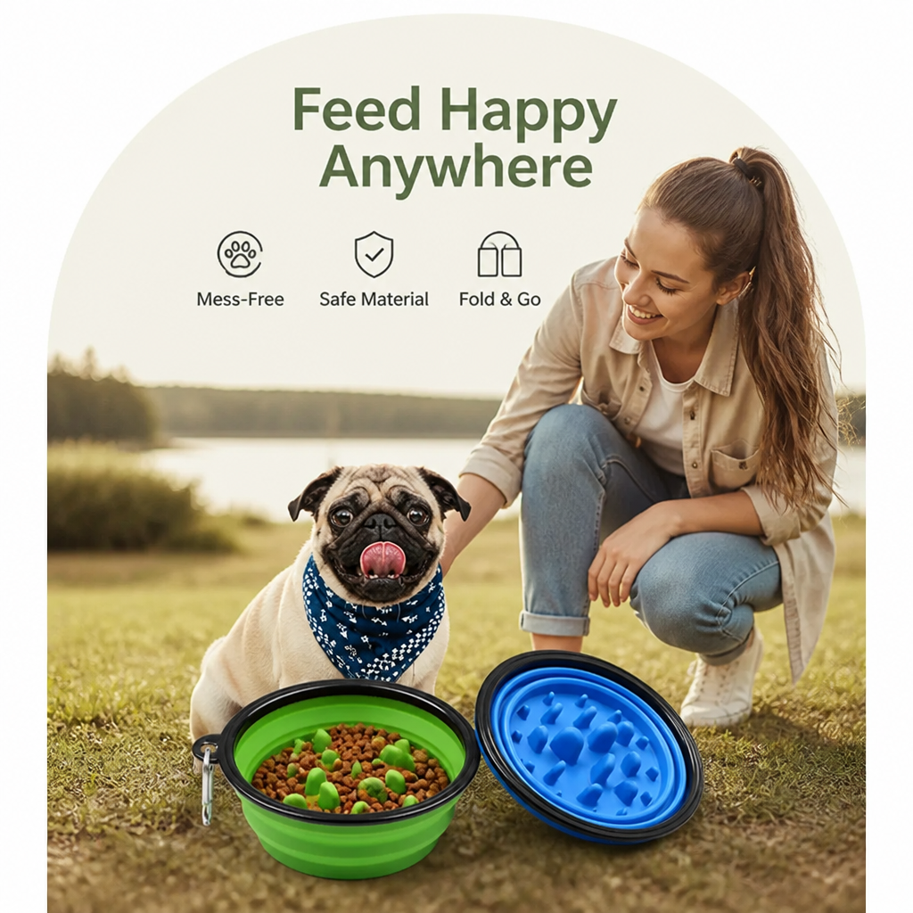 Ortekor Large Capacity Collapsible Travel Dog Bowl