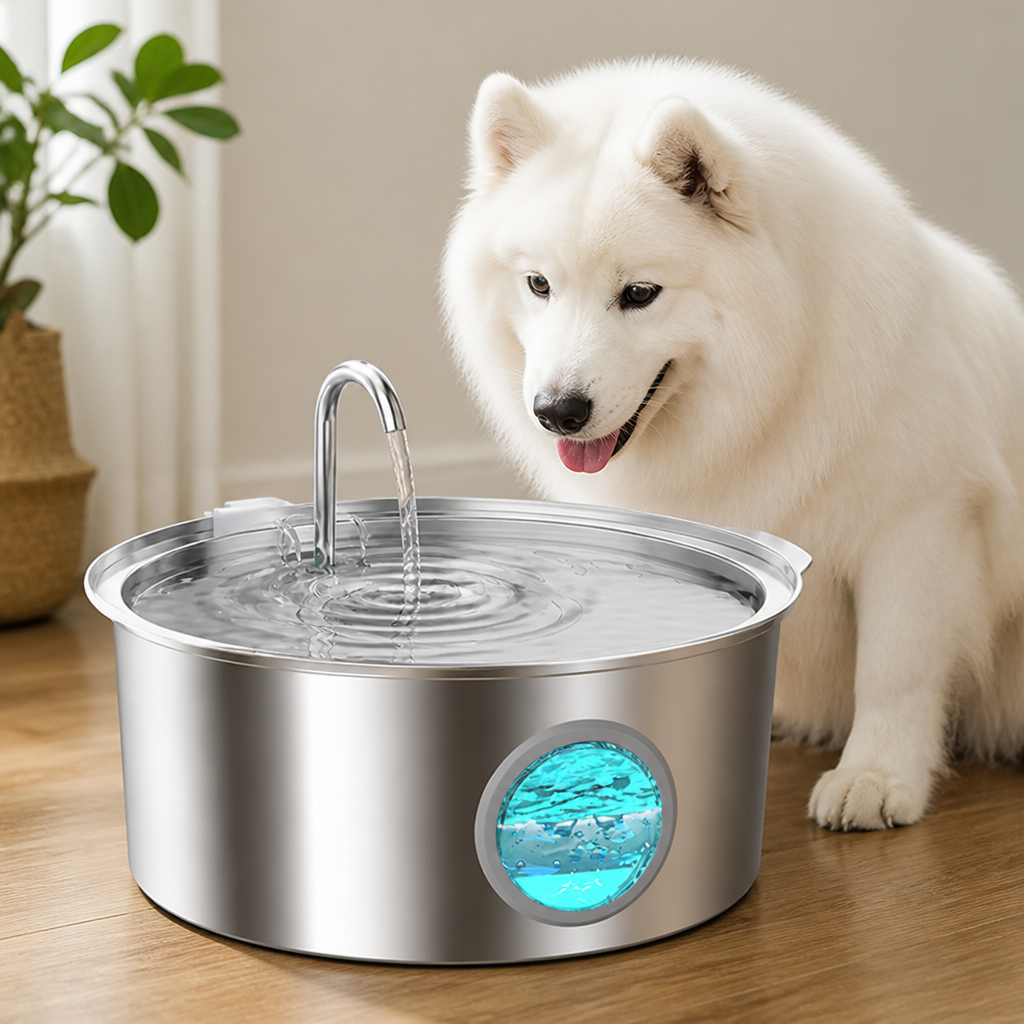 Ortekor Large-Capacity Filtered Pet Water Fountain (Water-Level Window)