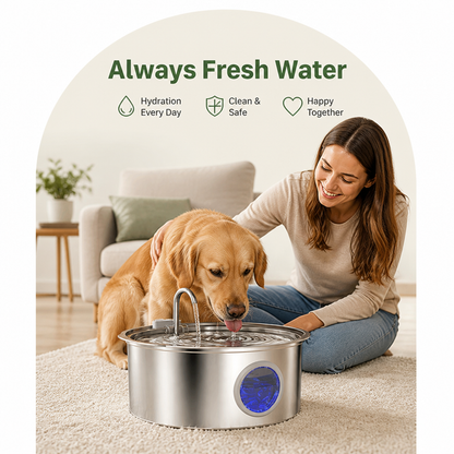 Ortekor Large-Capacity Filtered Pet Water Fountain (Water-Level Window)