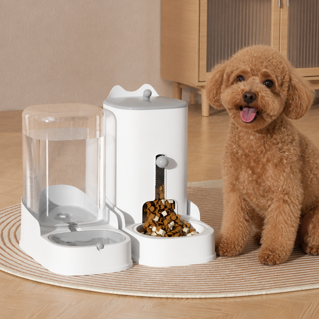 Ortekor Large Capacity Gravity-Fed Ceramic Pet Feeder & Water Dispenser