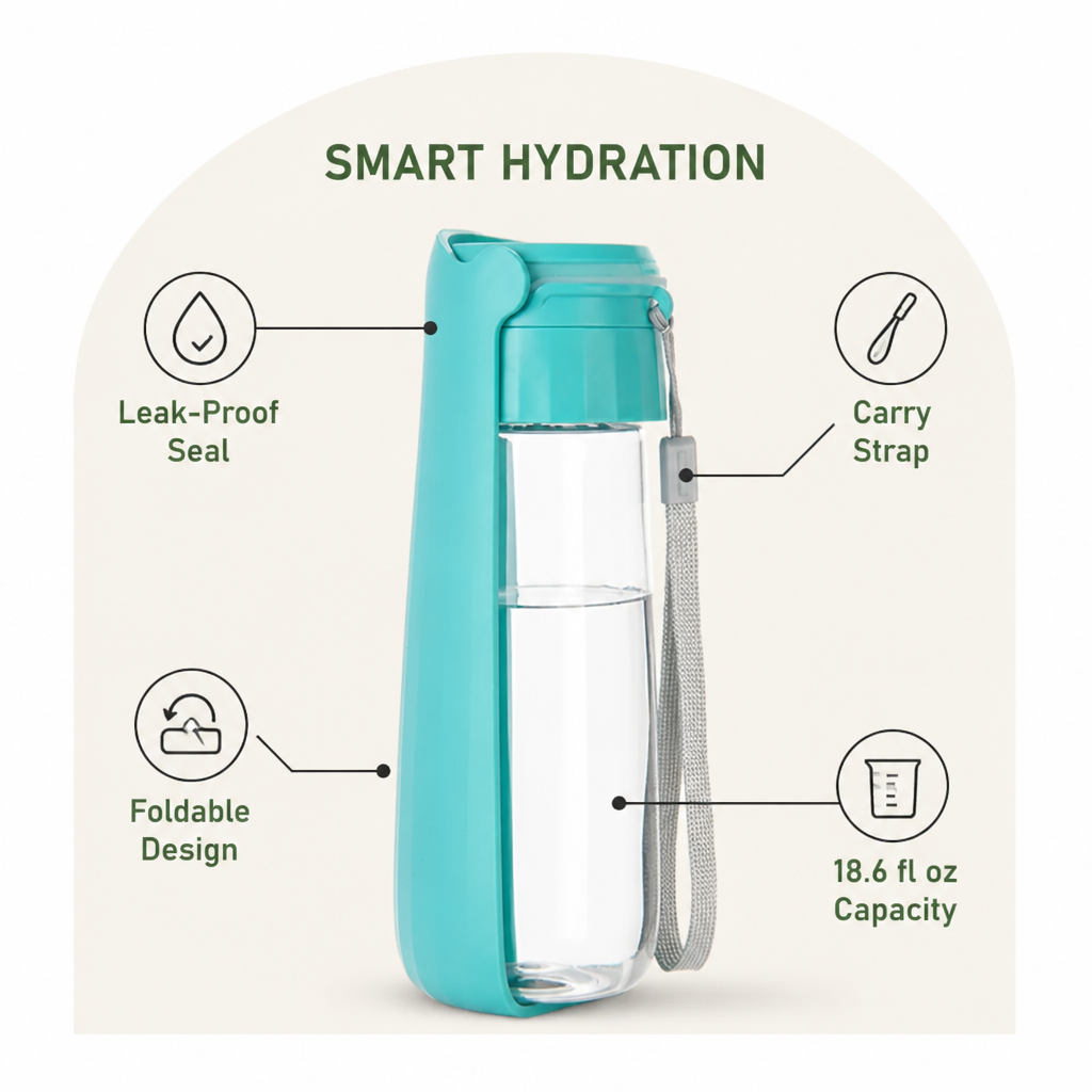 Ortekor Leak-Proof & Foldable Pet Water Bottle (18.6 fl oz)