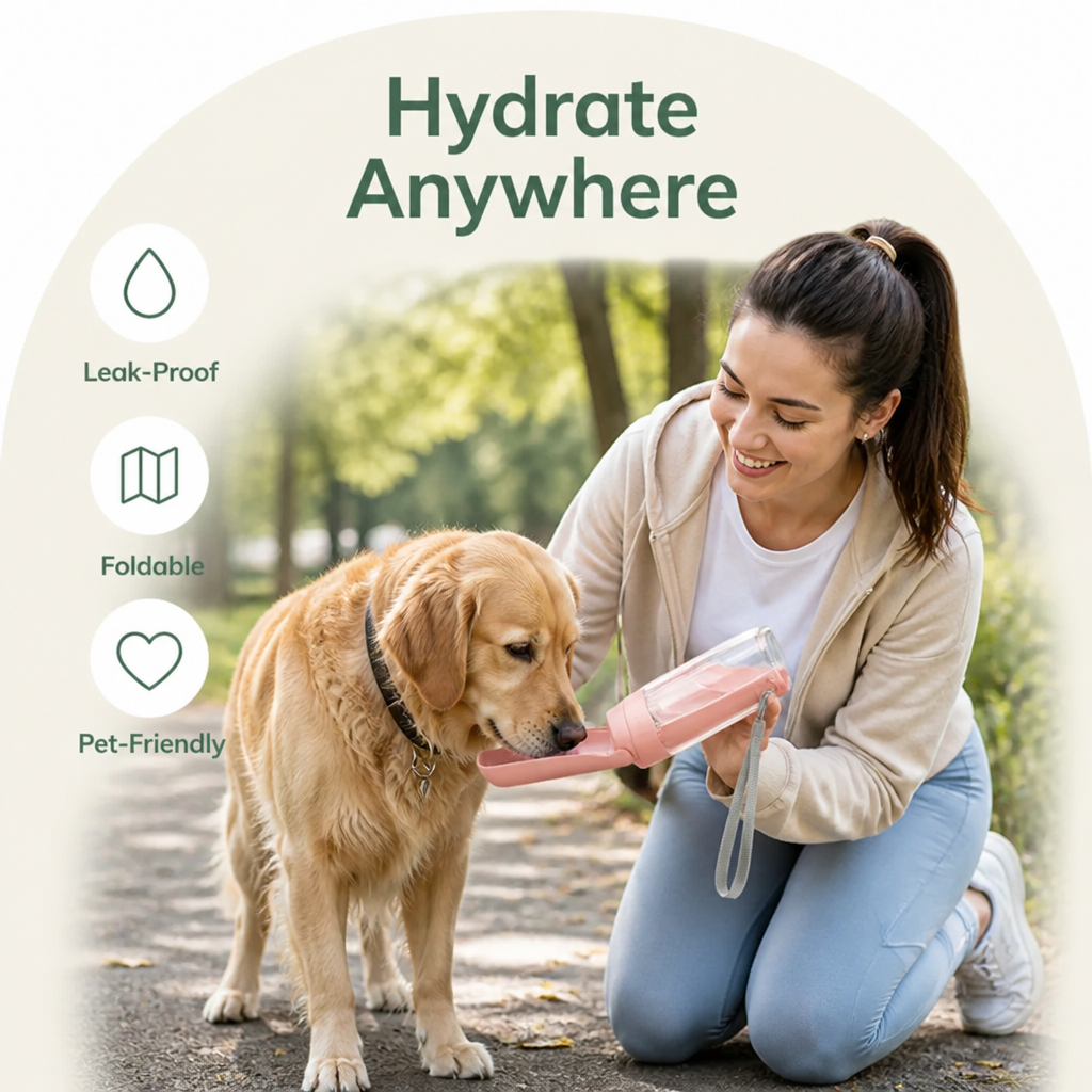 Ortekor Leak-Proof & Foldable Pet Water Bottle (18.6 fl oz)