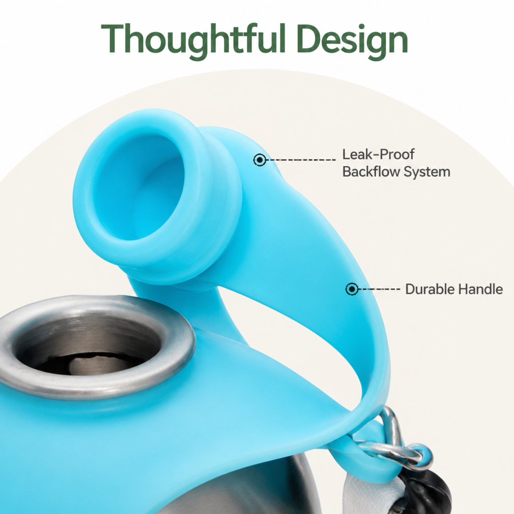 Ortekor Leak-Proof Stainless Steel Dog Water Bottle (Removable Bowl)