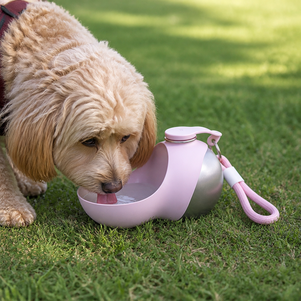Ortekor Leak-Proof Stainless Steel Dog Water Bottle (Removable Bowl)