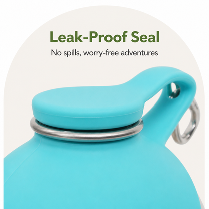 Ortekor Leak-Proof Stainless-Steel & Foldable Silicone Dog Water Bottle