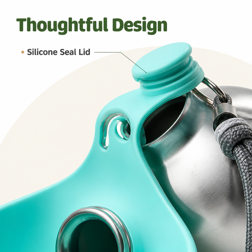 Ortekor Leak-Proof Stainless Steel & Silicone Travel Water Bottle