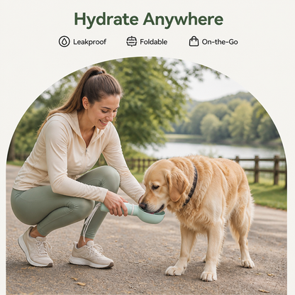 Ortekor Leakproof Foldable Food-Grade Silicone Dog Water Bottle