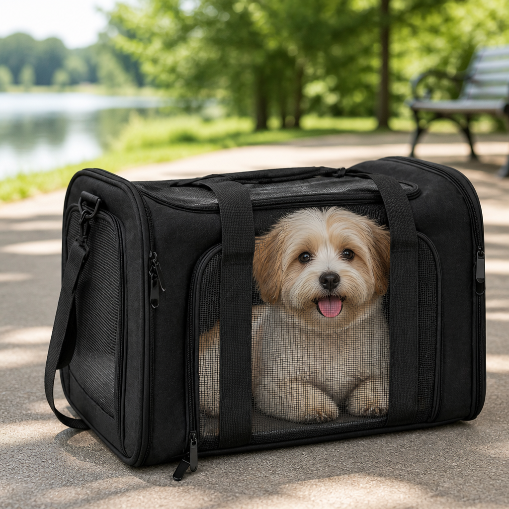 Ortekor Lightweight Collapsible Mesh Pet Carrier (Adjustable Strap)