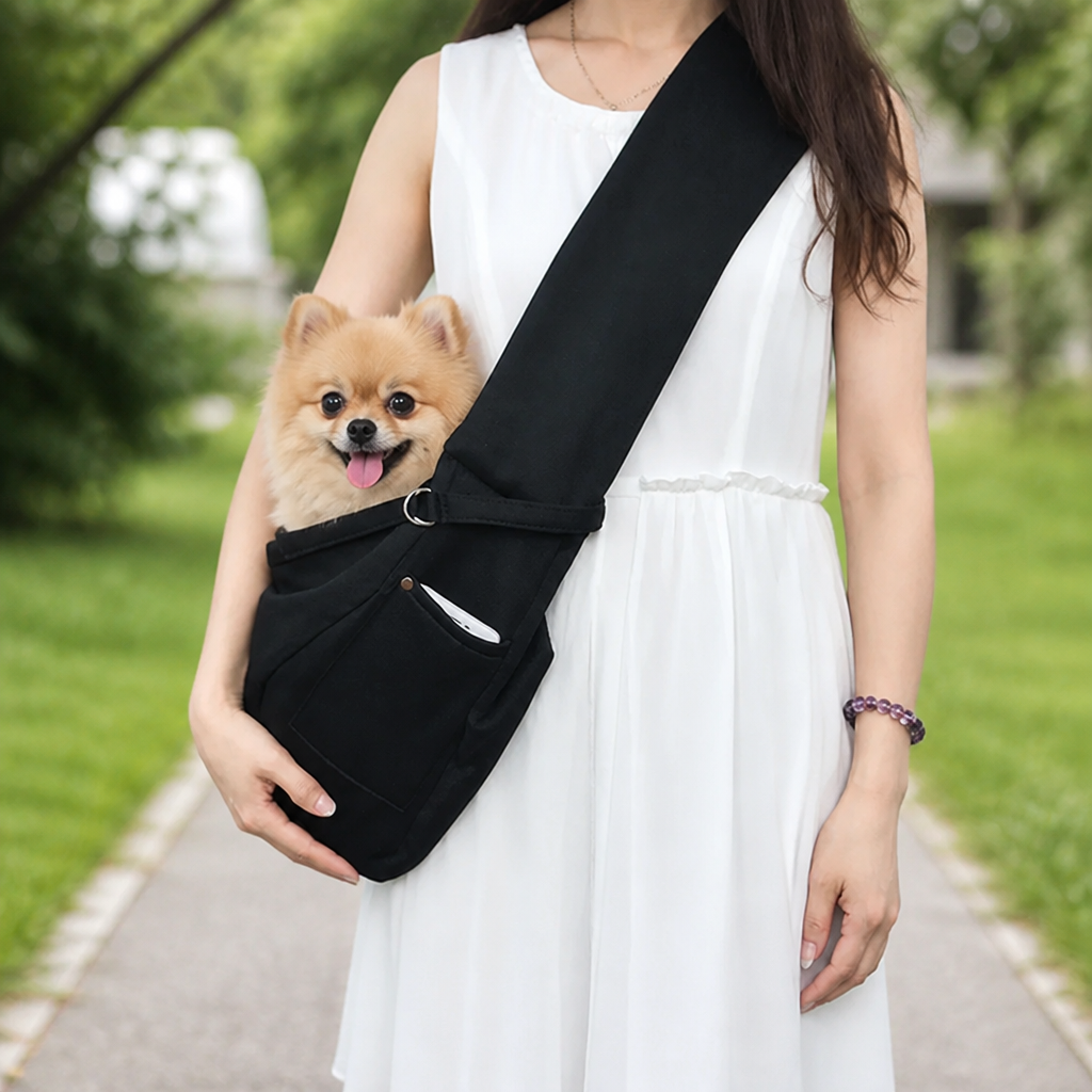 Ortekor Lightweight Polyester Crossbody Pet Sling Carrier (Fits Up To 12 Lbs)