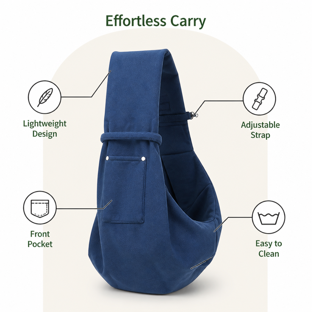 Ortekor Lightweight Polyester Crossbody Pet Sling Carrier (Fits Up To 12 Lbs)