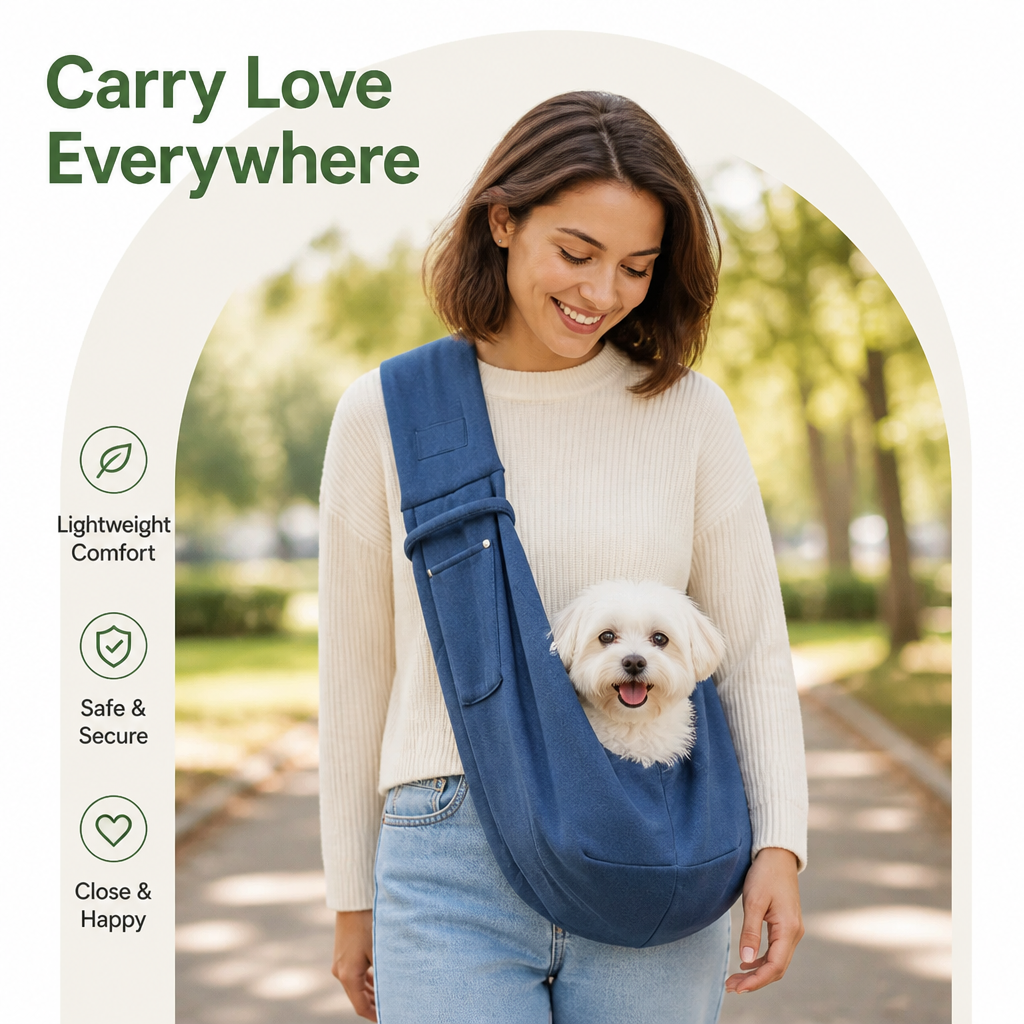 Ortekor Lightweight Polyester Crossbody Pet Sling Carrier (Fits Up To 12 Lbs)