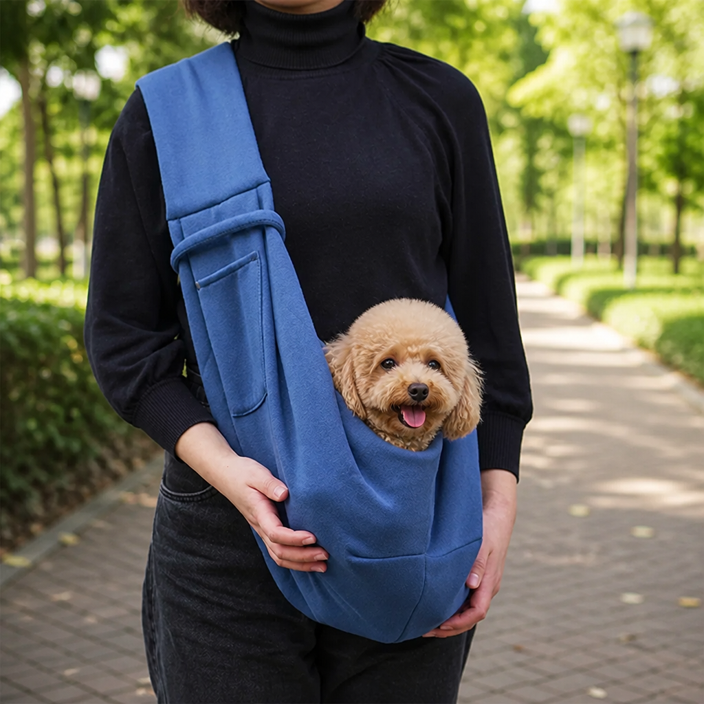 Ortekor Lightweight Polyester Crossbody Pet Sling Carrier (Fits Up To 12 Lbs)