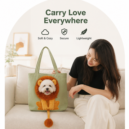 Ortekor Lion-Shaped Cotton Canvas Shoulder Carrier (Adjustable Zip)