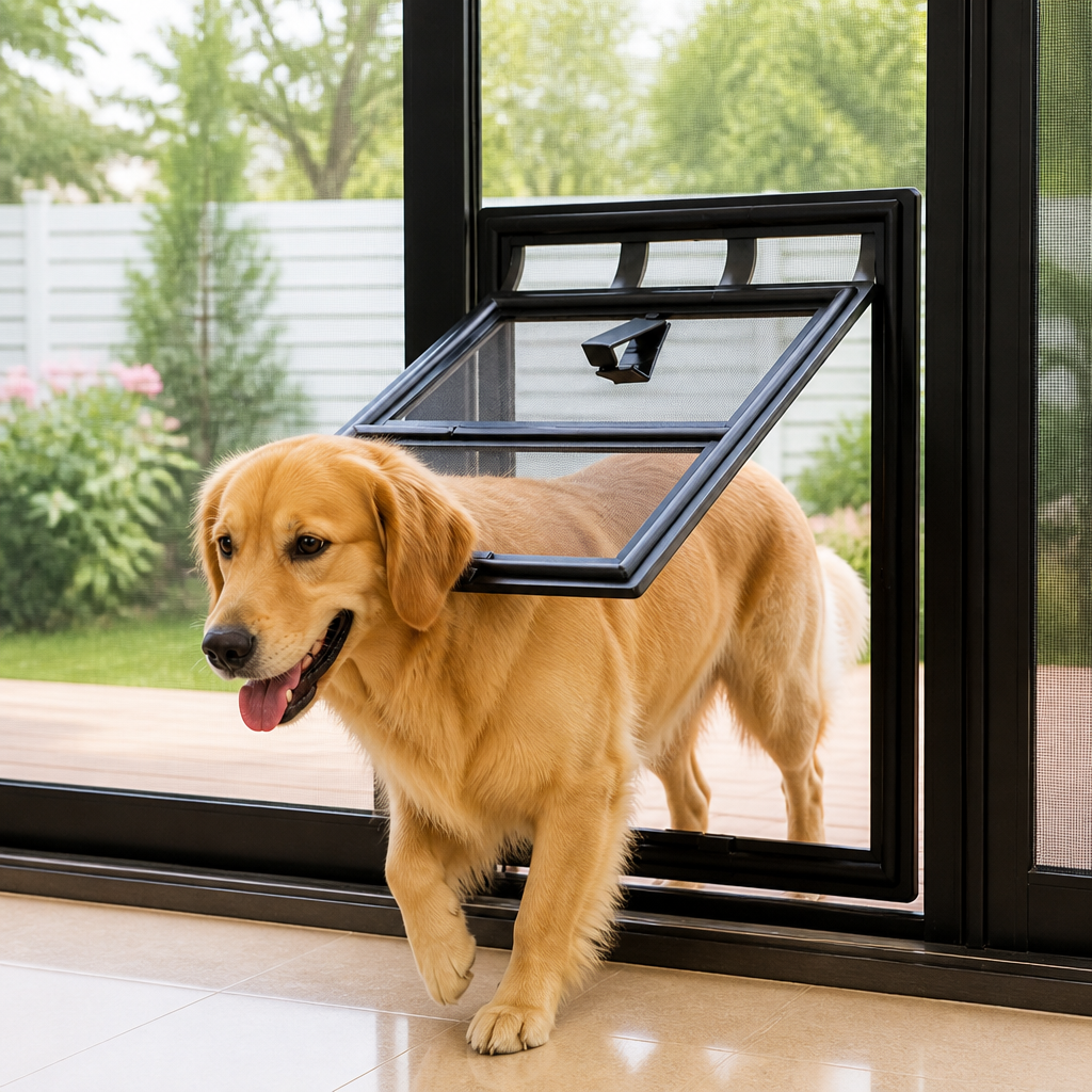 Ortekor Lockable Two-Way Roller Pet Screen Door (Fits Most Screens)