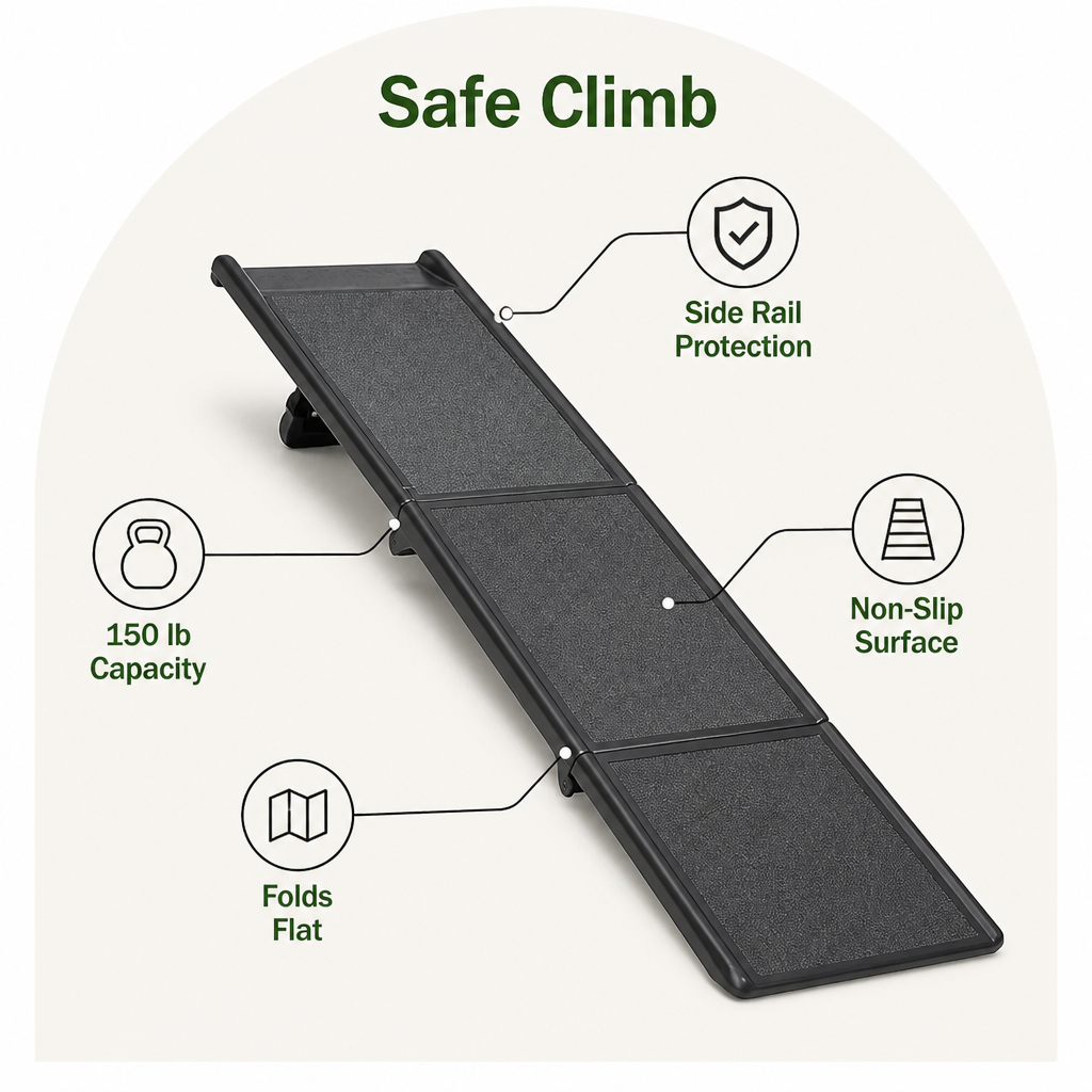 Ortekor Long Folding Dog Ramp With Side Rails (Supports 150 lb)