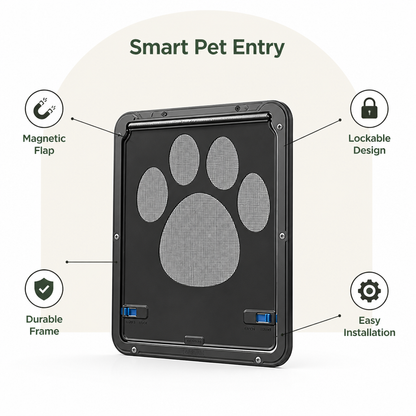 Ortekor Magnetic Self-Closing & Lockable Pet Screen Door