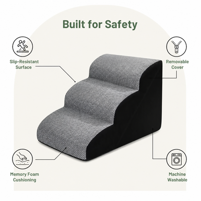 Ortekor Memory Foam & Non-Slip Pet Ramp (Washable Removable Cover)