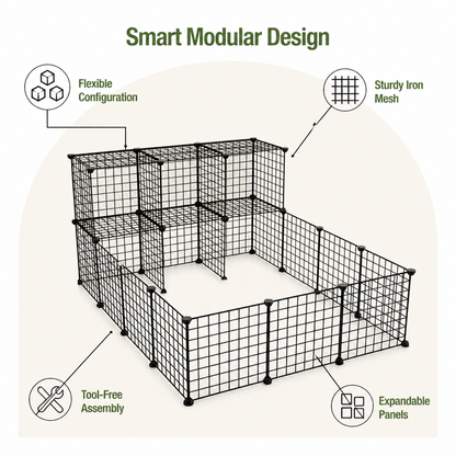 Ortekor Modular Interlocking Iron Mesh Cage Panels (Tool-Free)