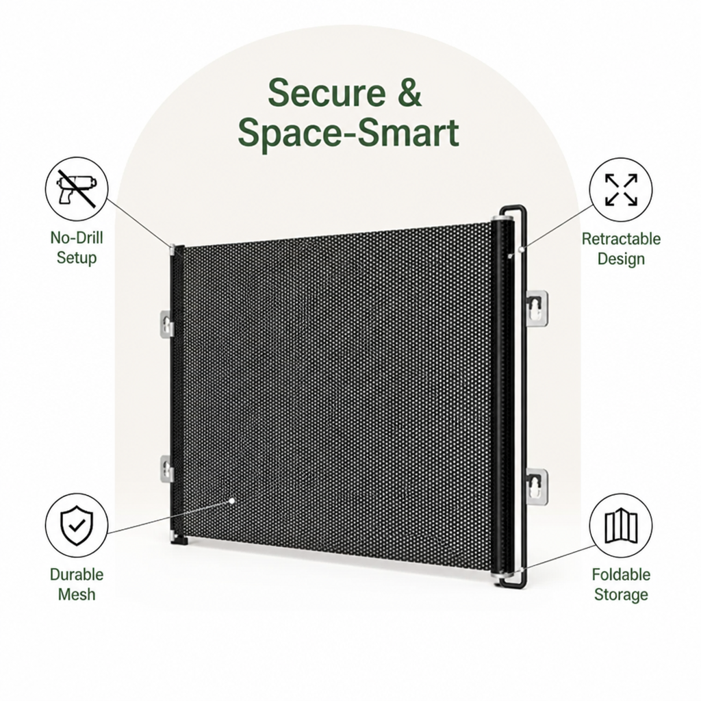 Ortekor No-Drill Retractable & Foldable Safety Gate (Up To 49 In)