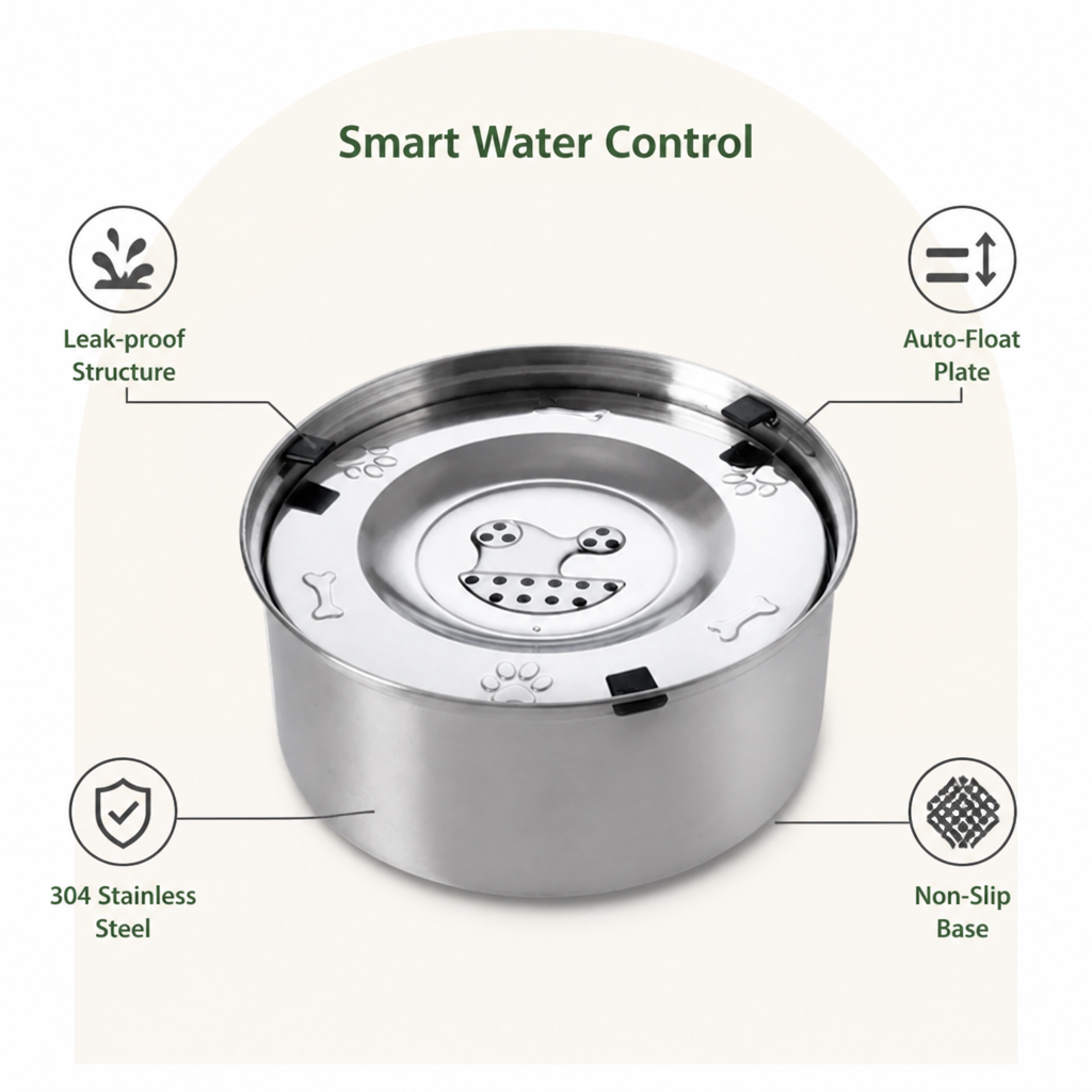 Ortekor No-Spill Floating Stainless Steel Dog Bowl