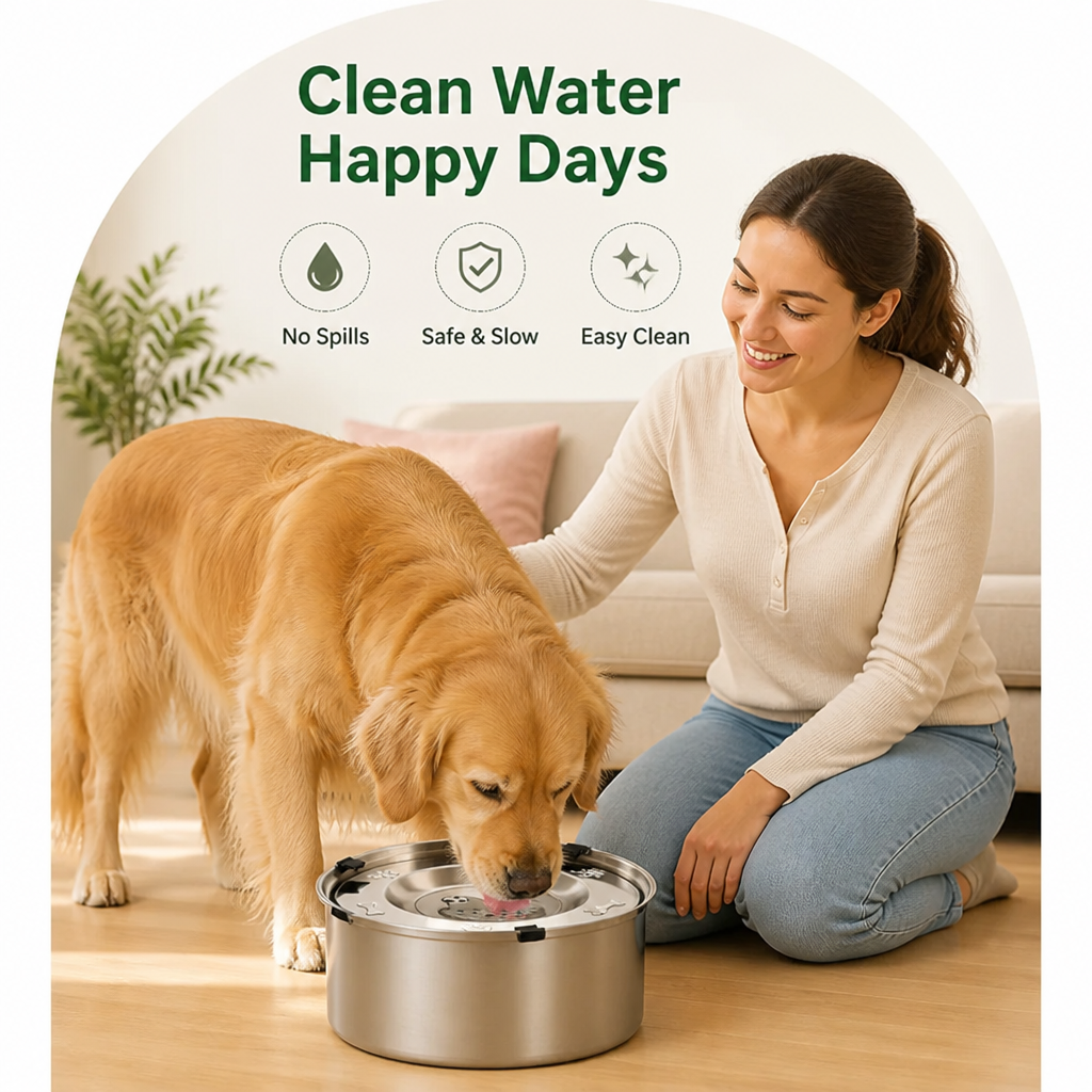 Ortekor No-Spill Floating Stainless Steel Dog Bowl