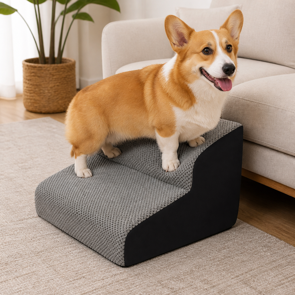 Ortekor Non-Slip Memory Foam Pet Ramp (Foldable, Washable)
