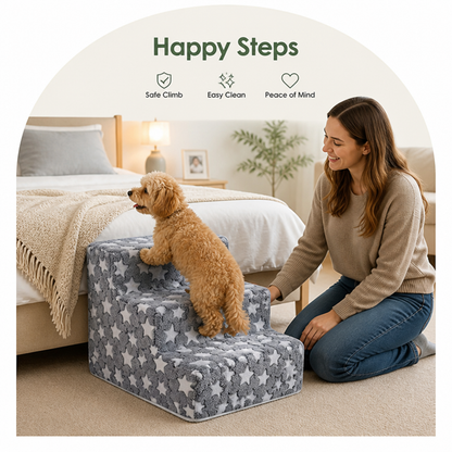 Ortekor Non-Slip Plush Pet Stairs (Removable Washable Cover)