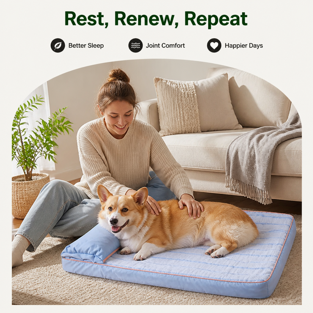 Ortekor Orthopedic Memory Foam & Breathable Waterproof Bolster Bed (Removable Cover)