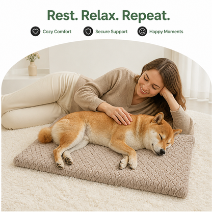 Ortekor Orthopedic Memory Foam & Washable Faux Fur Dog Bed (Waterproof Anti-Slip Base)