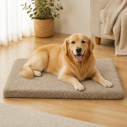 Ortekor Orthopedic Memory Foam & Washable Faux Fur Dog Bed (Waterproof Anti-Slip Base)